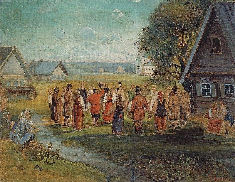 Хоровод в селе.Алексей Кондратьевич Саврасов