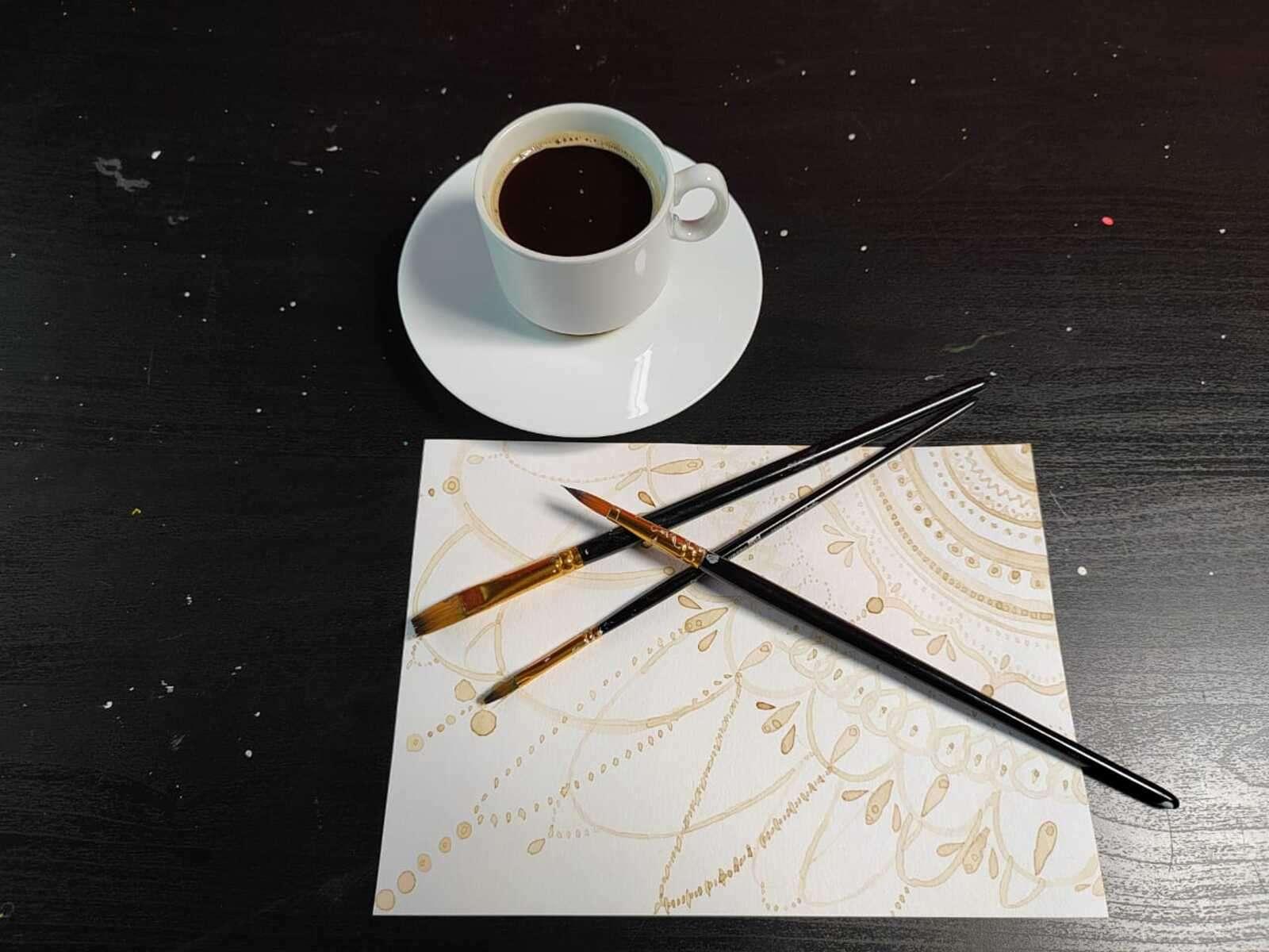 Мастер-класс «Рисование кофе. Открытка»