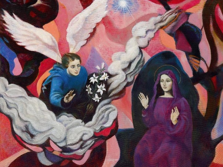 <small>Автор: В.А. Мыльникова. Благовещение. 2021 г. Холст, масло. 140х160. Собственность автора..</small> <small>Источник: rah.ru.</small>