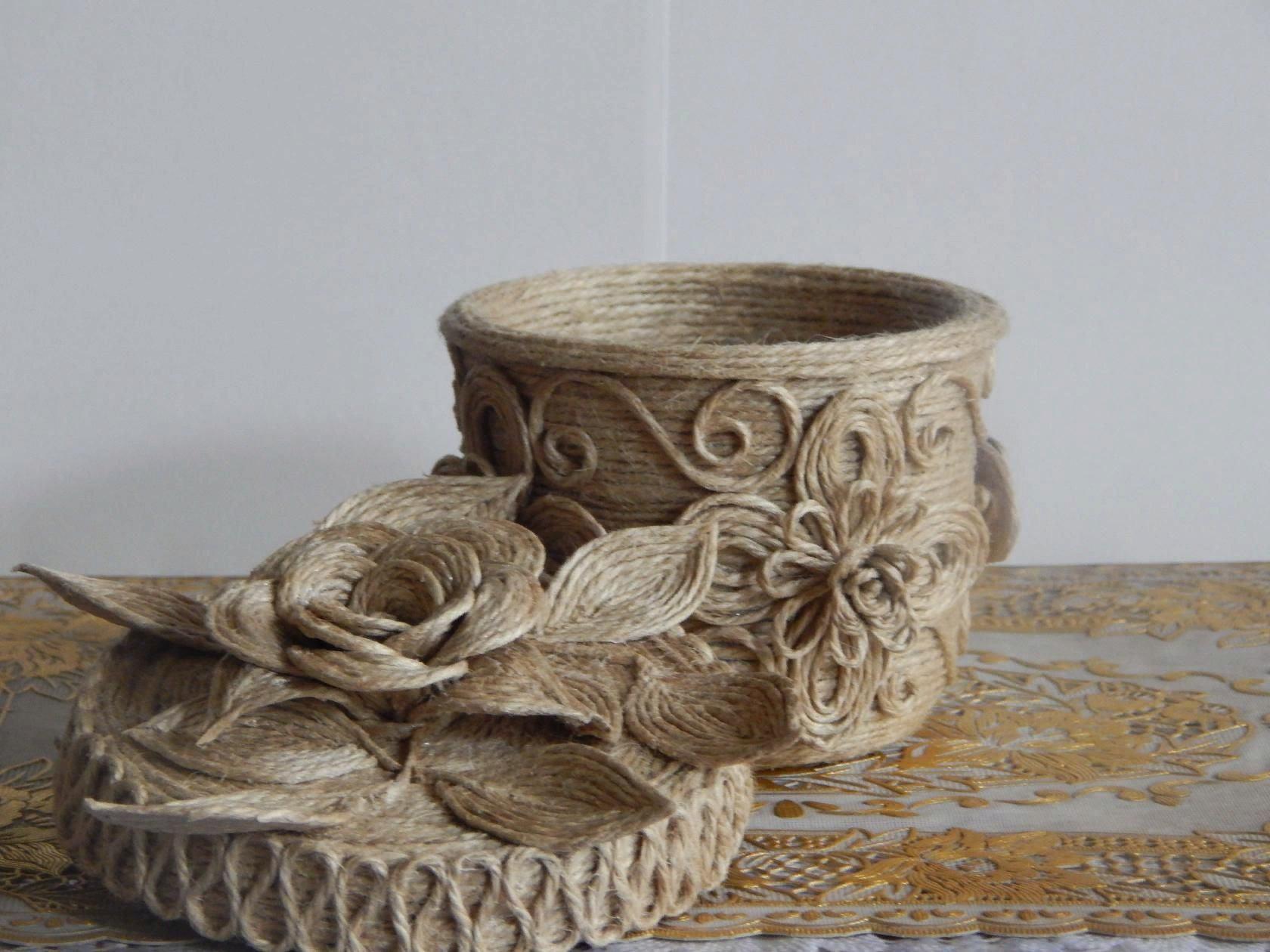 Мастер-класс «Ваза из мешковины и джута»