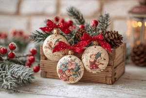 Арт-бокс Роспись и декупаж деревянных елочных игрушек.