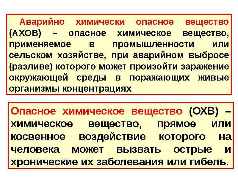 Лекция «Аварийно химические опасные вещества. Их воздействие на организм человека»