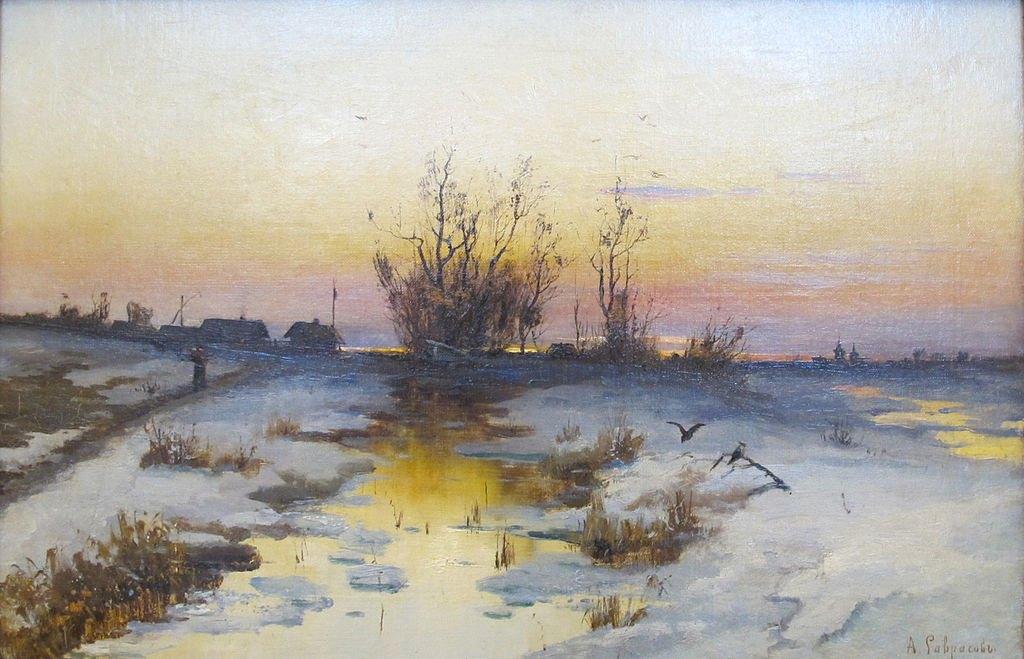 Весенний вечер. Ольха цветёт. Алексей Кондратьевич Саврасов
