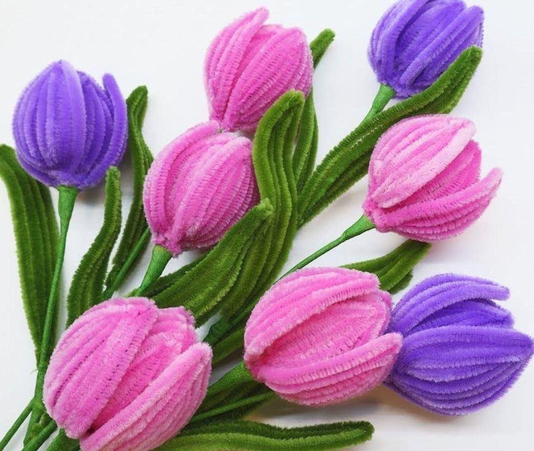 Мастер-класс из синельной проволоки «Тюльпан в горшке»