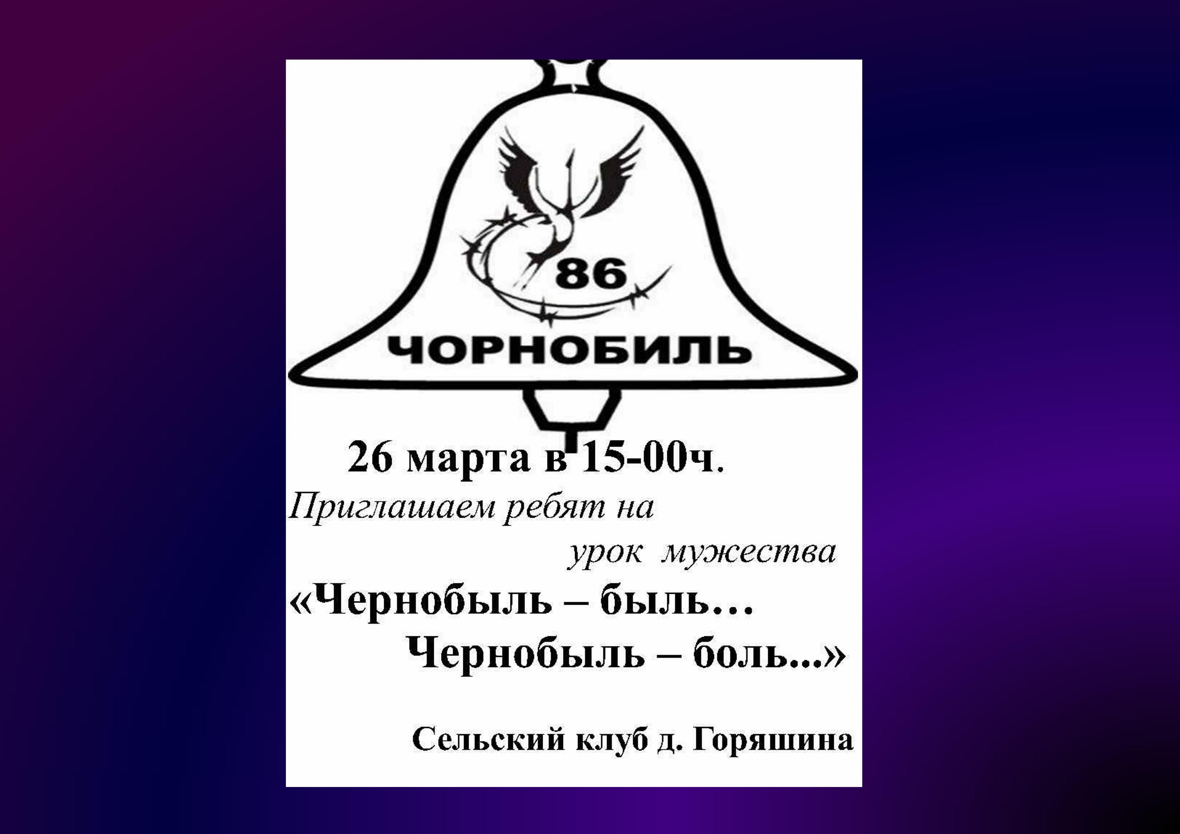 Урок мужества «Чернобыль – быль Чернобыль – боль ».