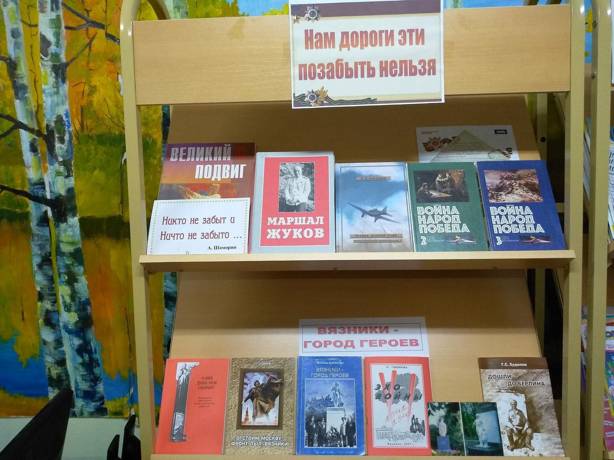 Книжная выставка «Нам дороги эти позабыть нельзя»