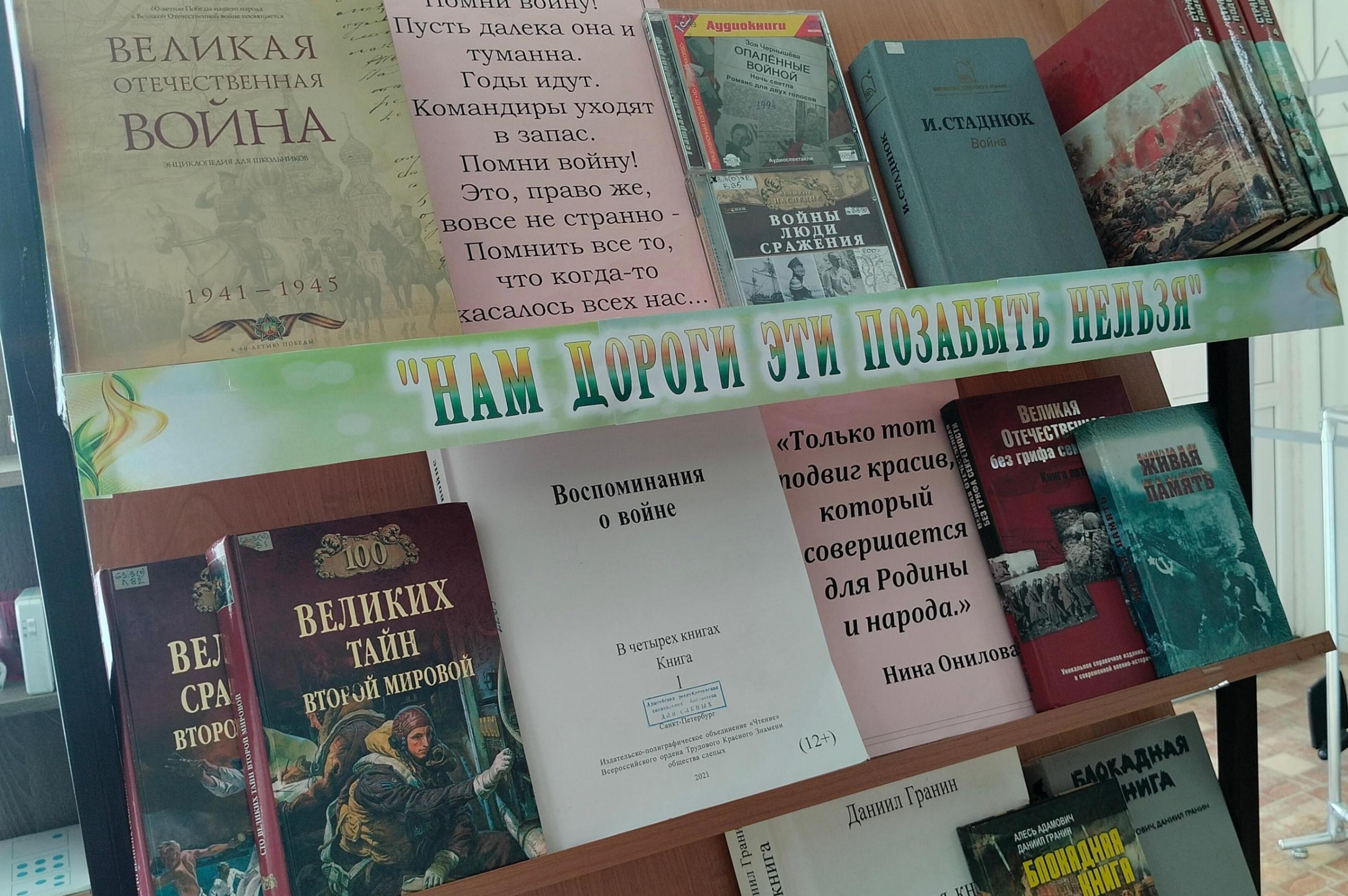 Книжная выставка «Нам дороги эти позабыть нельзя»