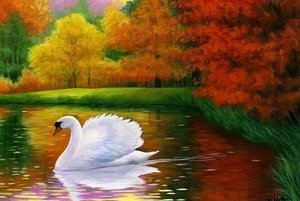 Мастер-класс по живописи «Осенний пейзаж с лебедями»
