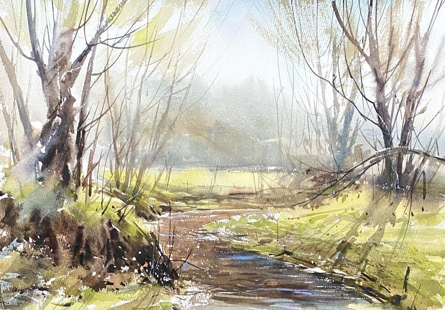 Мастер-класс «Весенние переливы: весенний пейзаж в технике акварели «по-мокрому»