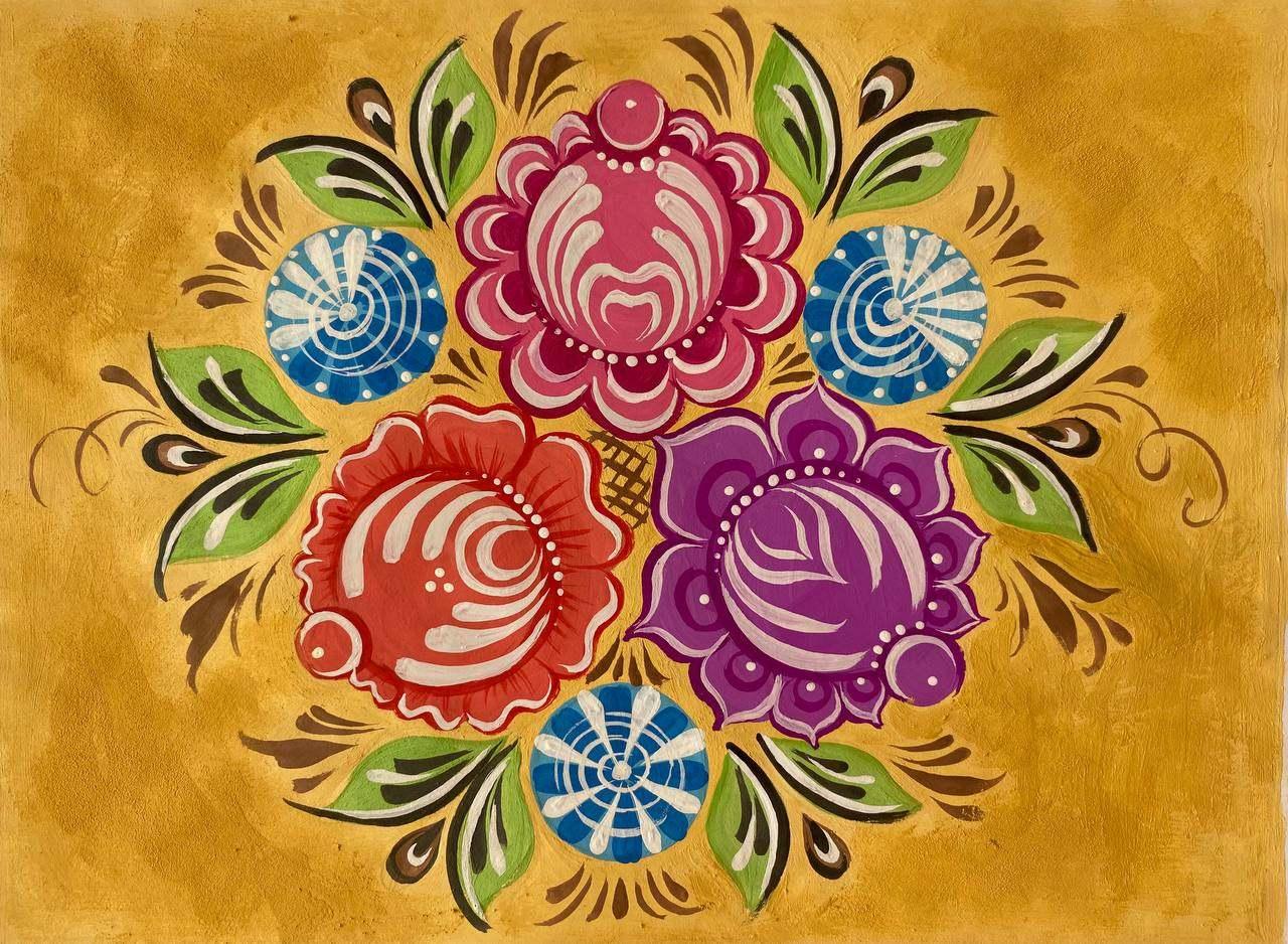 Практическое занятие «Цветы в городецкой росписи»