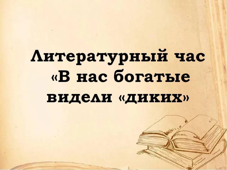 Литературный час «В нас богатые видели «диких»