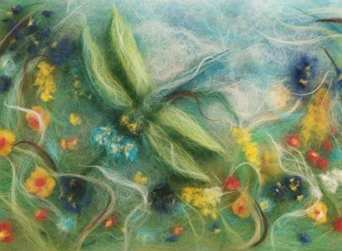Мастер-класс «Пейзаж. Стрекоза. Живопись шерстью»