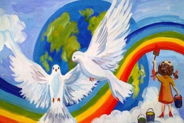 Рисуем на асфальте «Мы за мир!»